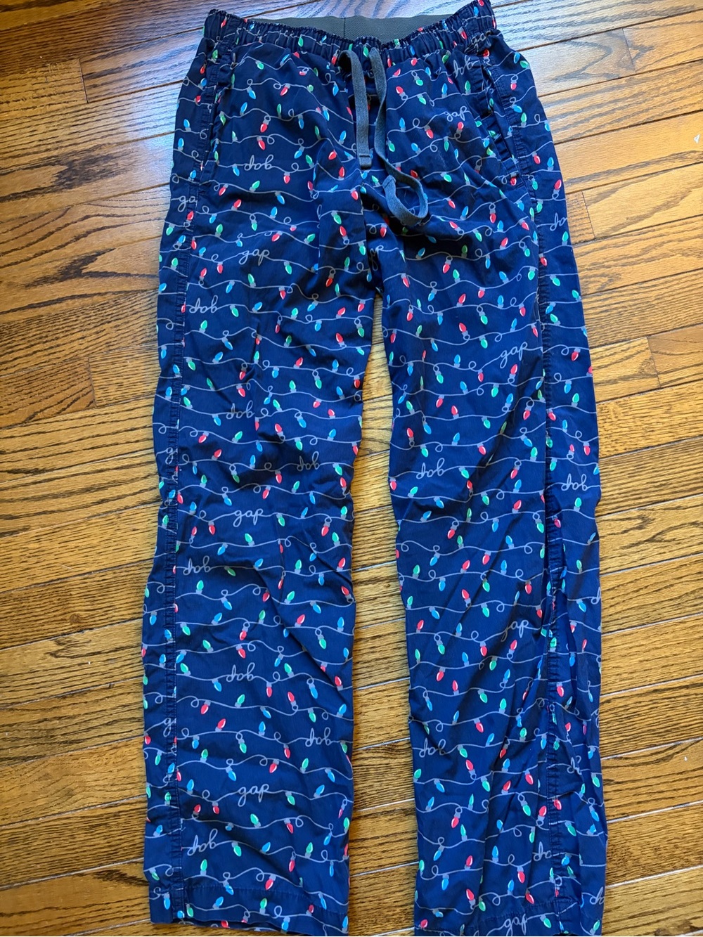 100% cotton women’s xs Navy Holiday Light-Print Pajama Pants